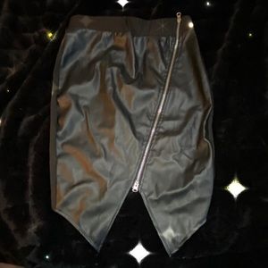 Cute Faux Leather Asymmetrical Skirt